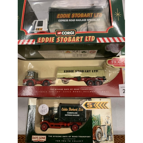 286 - FOUR EDDIE STOBART COLLECTABLE VEHICLES TO INCLUDE TRANSIT VAN AND BYGONE DAYS LORRY