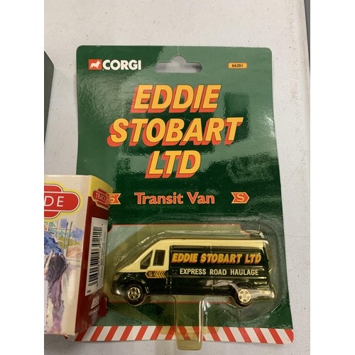 286 - FOUR EDDIE STOBART COLLECTABLE VEHICLES TO INCLUDE TRANSIT VAN AND BYGONE DAYS LORRY