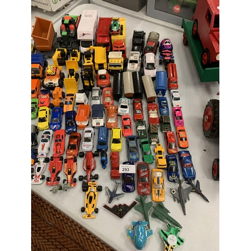 293 - A LARGE GROUP OF DIECAST TOY CARS, AEROPLANES ETC