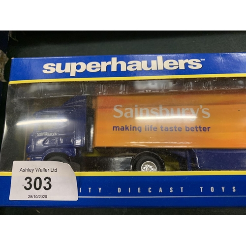 303 - A BOXED CORGI SUPERHAULERS SAINSBURY'S LORRY