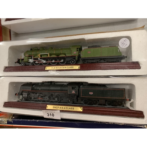 310 - SEVEN MODELS OF ENGINES TO INCLUDE THE CRAMPTON, MOUNTAIN CLASS AND THE PACIFIC