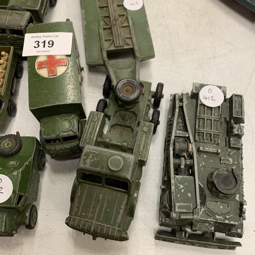 319 - A COLLECTION OF MILITARY VEHICLES AND TANKS