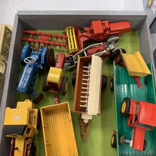 400 - A LARGE QUANTITY OF TRACTORS AND FARM IMPLIMENTS IN A WOODEN TRAY