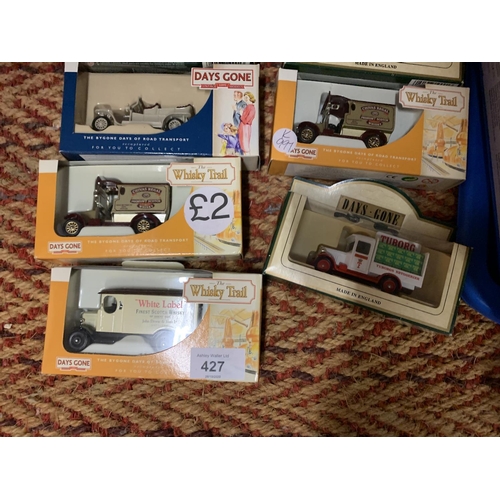 427 - A GROUP OF ELEVEN BOXED VINTAGE CARS AND VANS TO INCLUDE WHISKY TRAIL AND DAYS GONE BY ROYAL MAIL