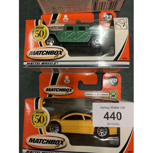 440 - AN ASSORTMENT OF MATTEL WHEELS MATCHBOX CARS TO INCLUDE VW SPORTSCAR