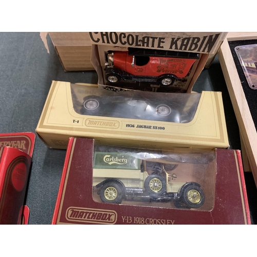 457 - AN ASSORTMENT OF 'MATCHBOX' VEHICLES TO INCLUDE A JAGUAR SS100 AND A ROLLS ROYCE SILVER GHOST