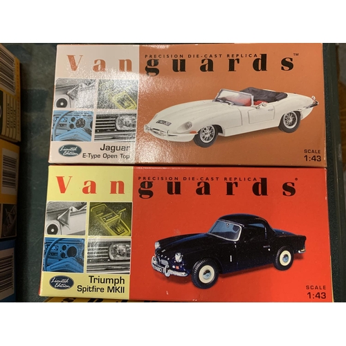 476 - A COLLECTION OF FOUR VANGUARD LIMITED EDITION VEHICLES TO INCLUDE AN OPEN TOP E-TYPE JAGUAR