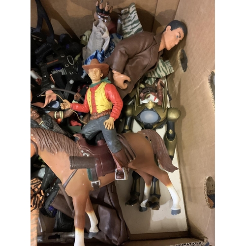 494 - AN ASSORTMENT OF ACTION FIGURES TO INCLUDE COWBOYS AND INDIANS AND ACTION MAN