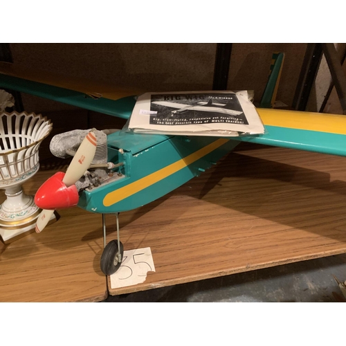 1024A - A VINTAGE RADIO CONTROLLED ' BIG WIG' AEROPLANE TO INCLUDE PLANS (WINGSPAN 192CM)