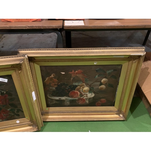 1026 - A PAIR OF GILT FRAMED OIL ON CANVAS PAINTINGS (A/F)