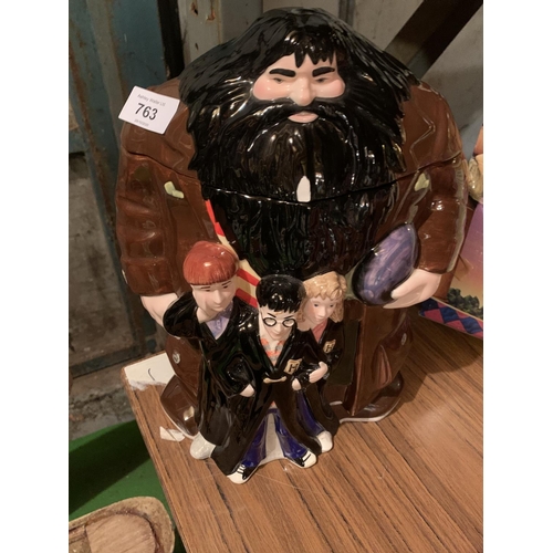 763 - A LARGE ENESCO 'HAGRID AND FRIENDS' HARRY POTTER COOKIE JAR (LID A/F)