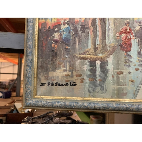 902 - A SIGNED PARISIAN STREET SCENE, OIL ON CANVAS