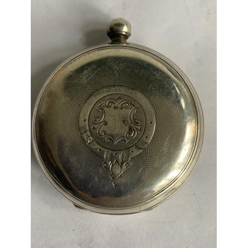 623 - A SILVER POCKET WATCH BIRMINGHAM 1893 W G HAMMOND (A/F)