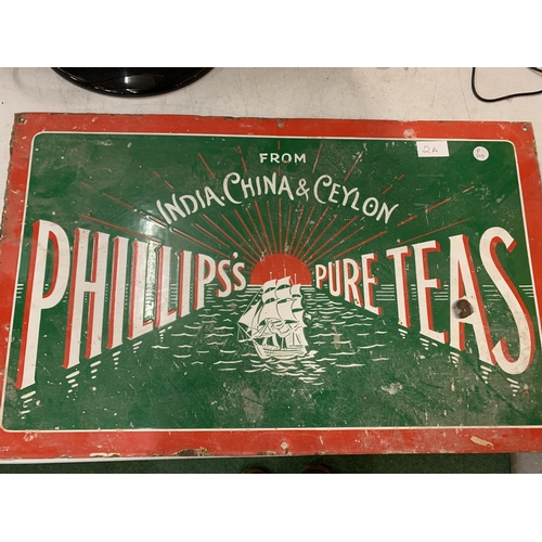 2A - AN ENAMEL SIGN PHILLIPS PURE TEAS ADVERTISING SIGN