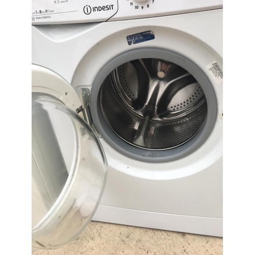 1705 - A WHITE INDESIT 8KG WASHING MACHINE BELIEVED IN WORKING ORDER BUT NO WARRANTY