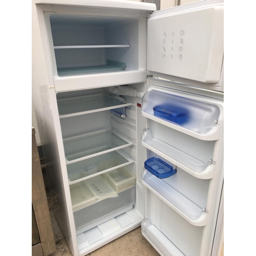 1707 - A WHITE HOTPOINT UPRIGHT FRIDGE FREEZER BELIEVED IN WORKING ORDER BUT NO WARRANTY -