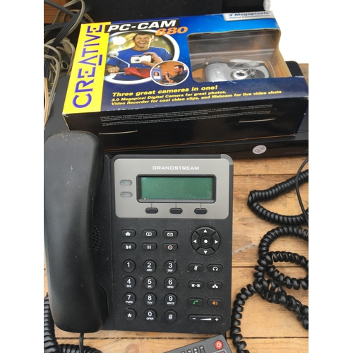 1743 - AN ASSORTMENT OF ELECTRICAL GOODS TO INCLUDE OFFICE PHONES AND A DVD PLAYER