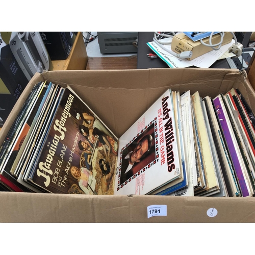 1791 - A LARGE BOX OF ASSORTED RECORDS TO INCLUDE JOHNNY CASH, BUDDY HOLLY AND ANDY WILLIAMS ETC