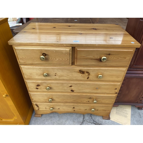 2152 - A MODERN PINE CHEST OF TWO SHORT AND THREE LONG DRAWERS, 32