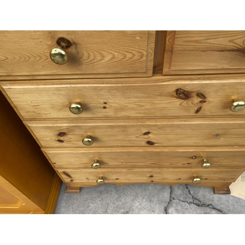 2152 - A MODERN PINE CHEST OF TWO SHORT AND THREE LONG DRAWERS, 32