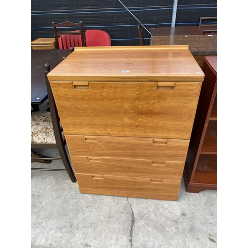 2157 - A MODERN CHEST OF THREE DRAWERS WITH DROP-DOWN FRONT, 30