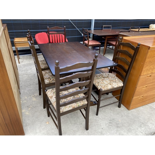 2160 - A REFECTORY STYLE TABLE AND FIVE CHAIRS (4+1)