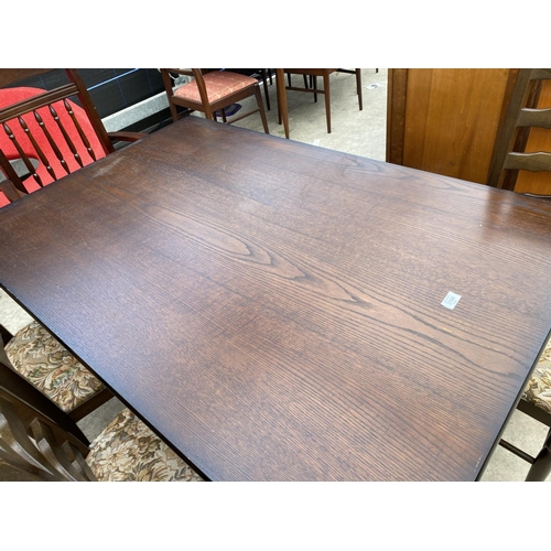 2160 - A REFECTORY STYLE TABLE AND FIVE CHAIRS (4+1)