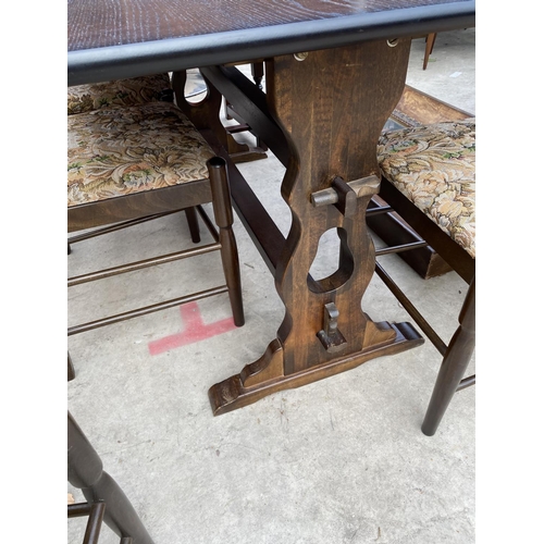 2160 - A REFECTORY STYLE TABLE AND FIVE CHAIRS (4+1)