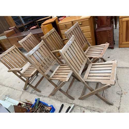 1637 - SIX TEAK GARDEN CHAIRS