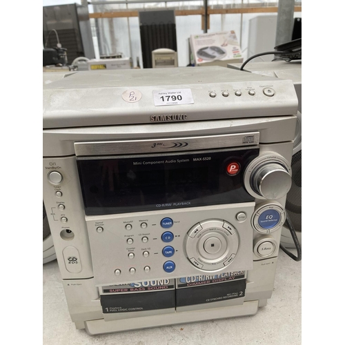 1790 - A SAMSUNG HI-FI SYSTEM WITH CD AND TAPE PLAYER COMPLETE WITH TWO SPEAKERS
