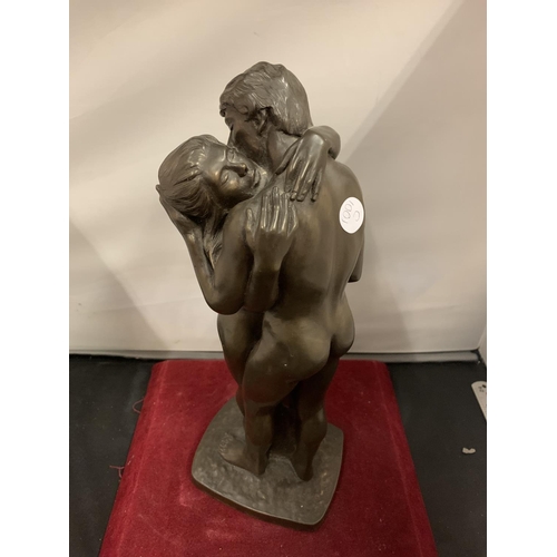 56 - TWO SPELTER NUDES IN AN EMBRACE