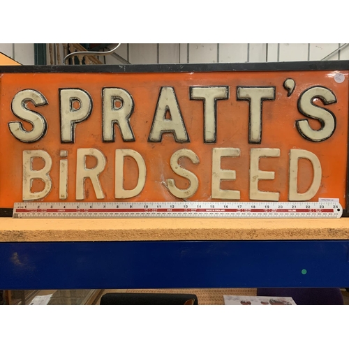 63 - A 'SPRATTS BIRD SEED' ADVERTISING LIGHT BOX SIGN