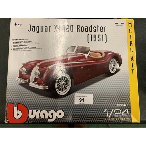 91 - TWO BURAGO METAL KIT CARS OF A CITROEN 15 CVTA AND A JAGUAR XK120 ROADSTER