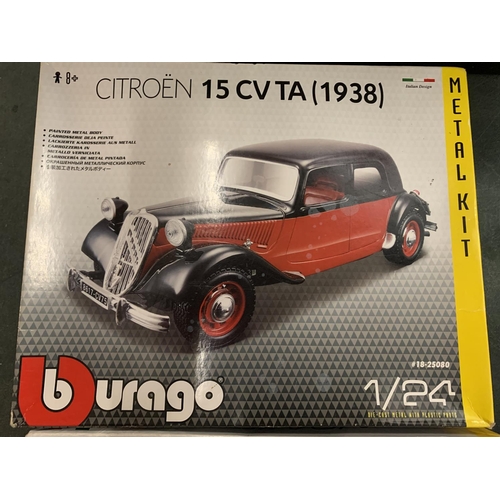 91 - TWO BURAGO METAL KIT CARS OF A CITROEN 15 CVTA AND A JAGUAR XK120 ROADSTER