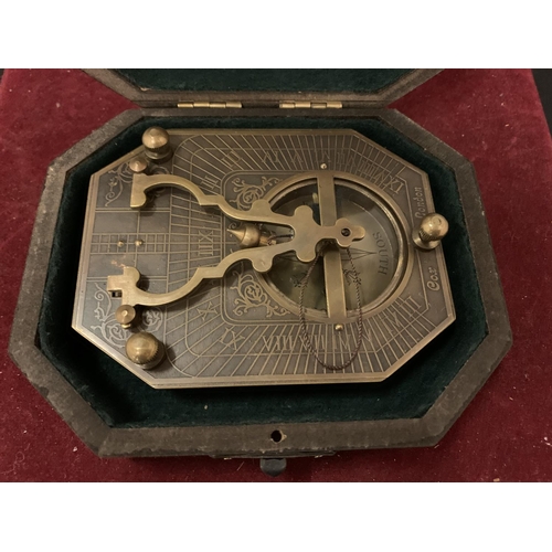 97 - A BOXED F.COX SUNDIAL COMPASS