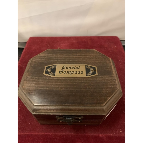 97 - A BOXED F.COX SUNDIAL COMPASS