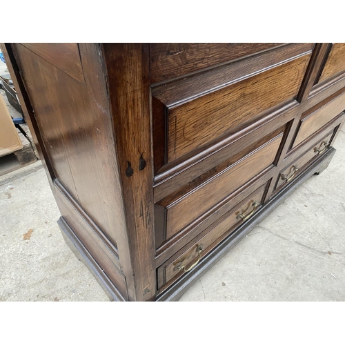 2300 - A GEORGE THE III OAK COFFER WITH 2 DRAWERS TO BASE 57