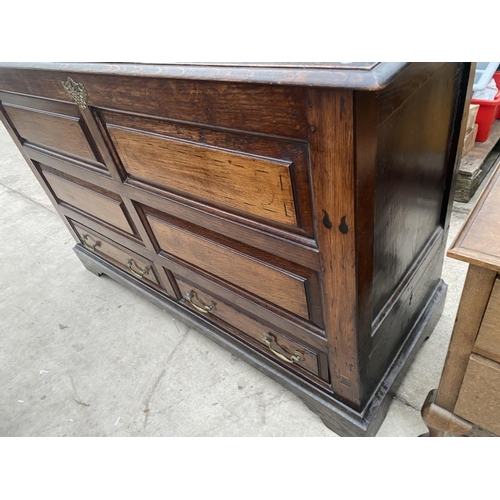 2300 - A GEORGE THE III OAK COFFER WITH 2 DRAWERS TO BASE 57