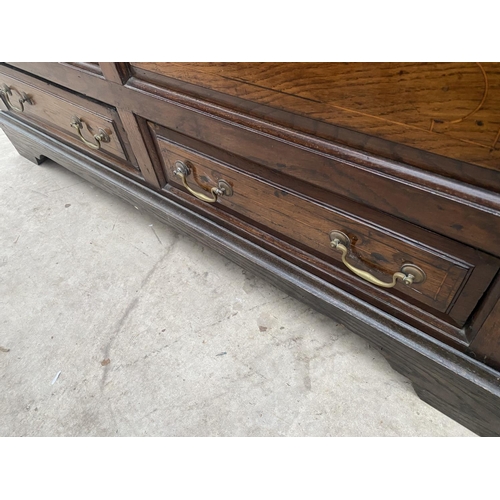 2300 - A GEORGE THE III OAK COFFER WITH 2 DRAWERS TO BASE 57