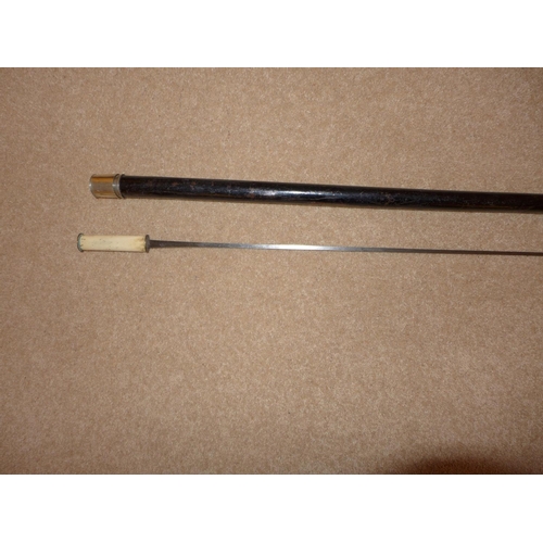 310 - A LATE 19TH CENTURY SWORD STICK, 71CM BLADE, WITH HOLLOW STICK CONTAINER