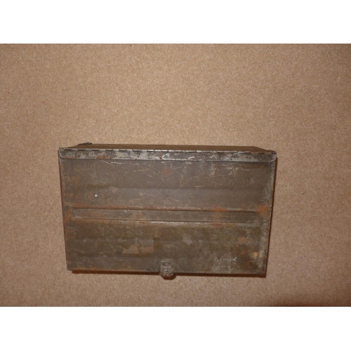 312 - A GREEN PAINTED BREN GUN MAGAZINE CASE CONTAINING 12 MAGAZINES