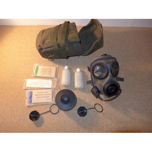 353 - A CHEMICAL/GAS MASK, TOGETHER WITH DETECTION PAPER ETC