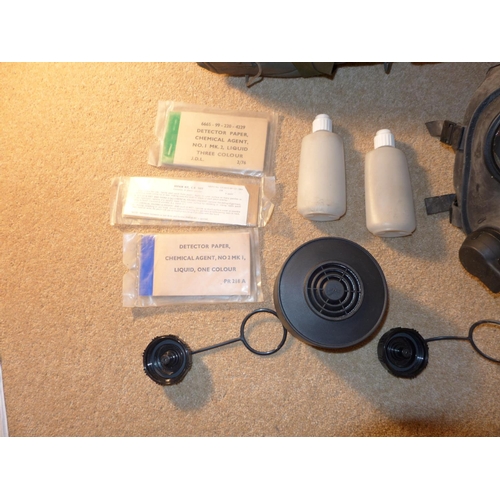 353 - A CHEMICAL/GAS MASK, TOGETHER WITH DETECTION PAPER ETC