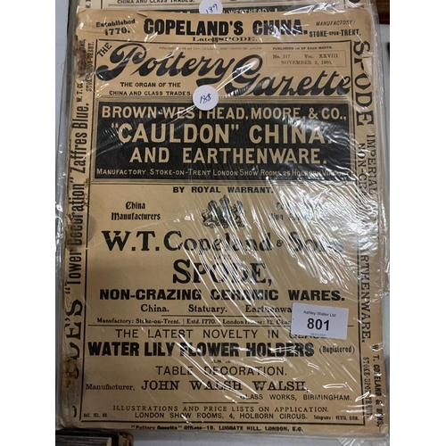 801 - THE 1903 POTTERY GAZETTE. THE 1907 POTTERY GAZETTE, C WHITTAKER AND CO. CLAY WORKING MACHINERY (1900... 