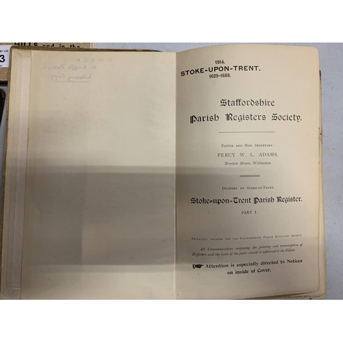 805 - A VOLUME OF 'STAFFORDSHIRE PARISH REGISTERS SOCIETY STOKE ON TRENT 1629 - 1688