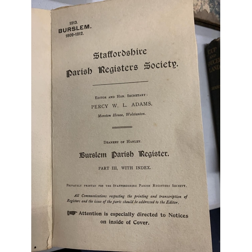 806 - TWO VOLUMES OF ' STAFFORDSHIRE PARISH REGISTERS SOCIETY', TO INCLUDE STOKE ON TRENT 1689 - 1734 AND ... 