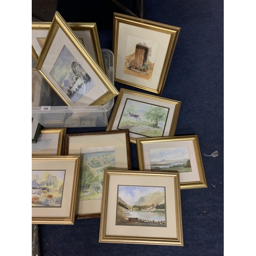 828 - AN ASSORTMENT OF FRAMED WATERCOLOURS