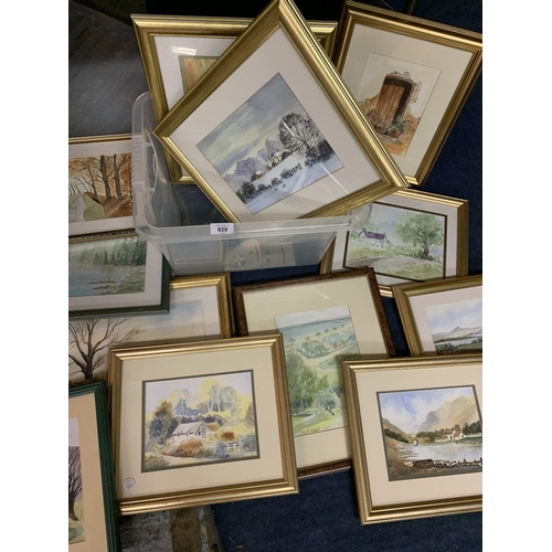 828 - AN ASSORTMENT OF FRAMED WATERCOLOURS