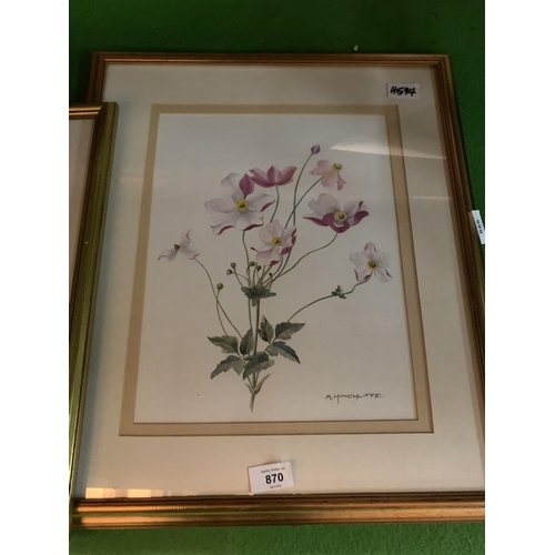 870 - A TRIO OF FRAMED FLOWER PRINTS