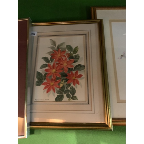 870 - A TRIO OF FRAMED FLOWER PRINTS